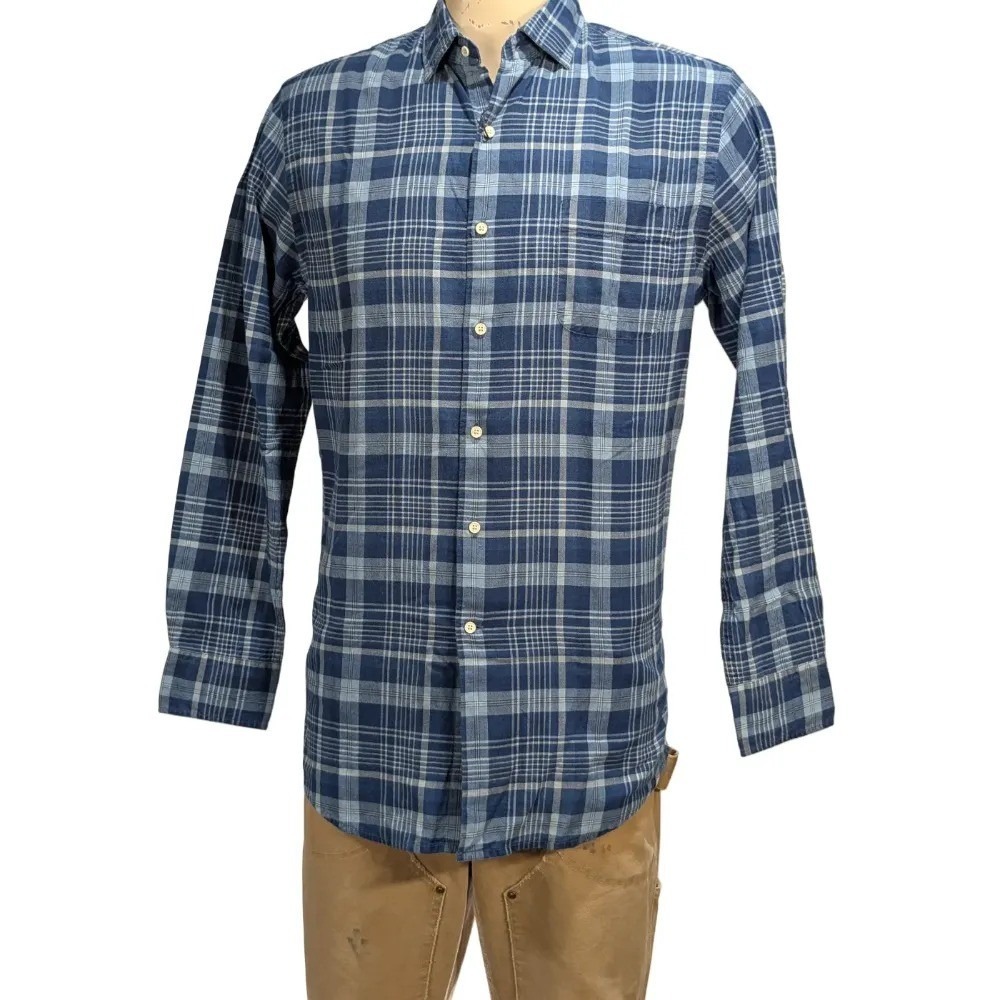 Peter Millar Crown Mens Blue Plaid Cotton Button Down Shirt MS25W61LTF Sz S NWT